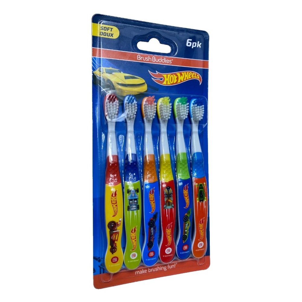 Hot Wheels Soft Toothbrush 6 Pack Kids Toothbrushes Cars Hotwheels Race Cars
